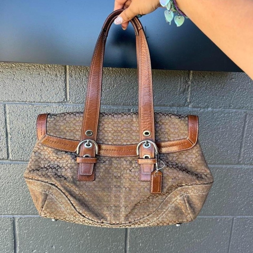 Coach Double Buckle Jacquard logo soho shoulder bag